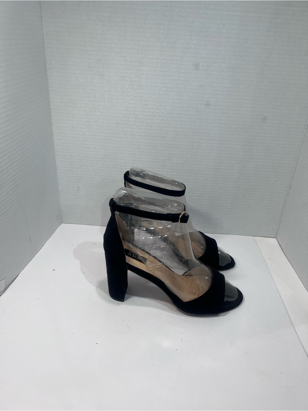 Women's Black Ankle-Strap Block Heel Sandals